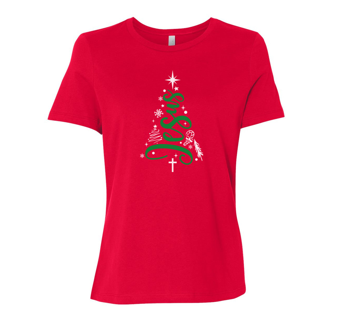 Jesus Christmas Tree Ladies T-Shirt